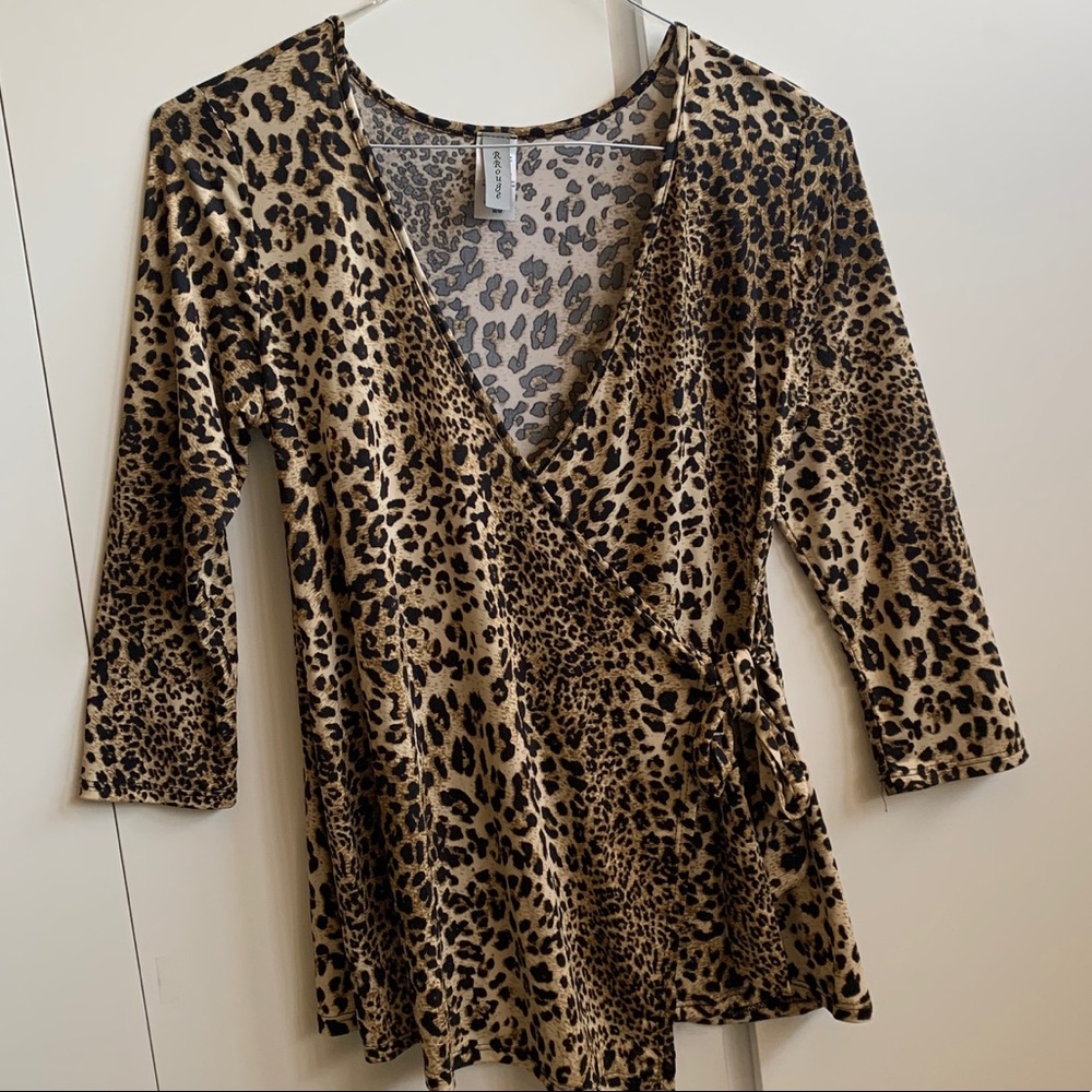 Animal Print Wrap Top